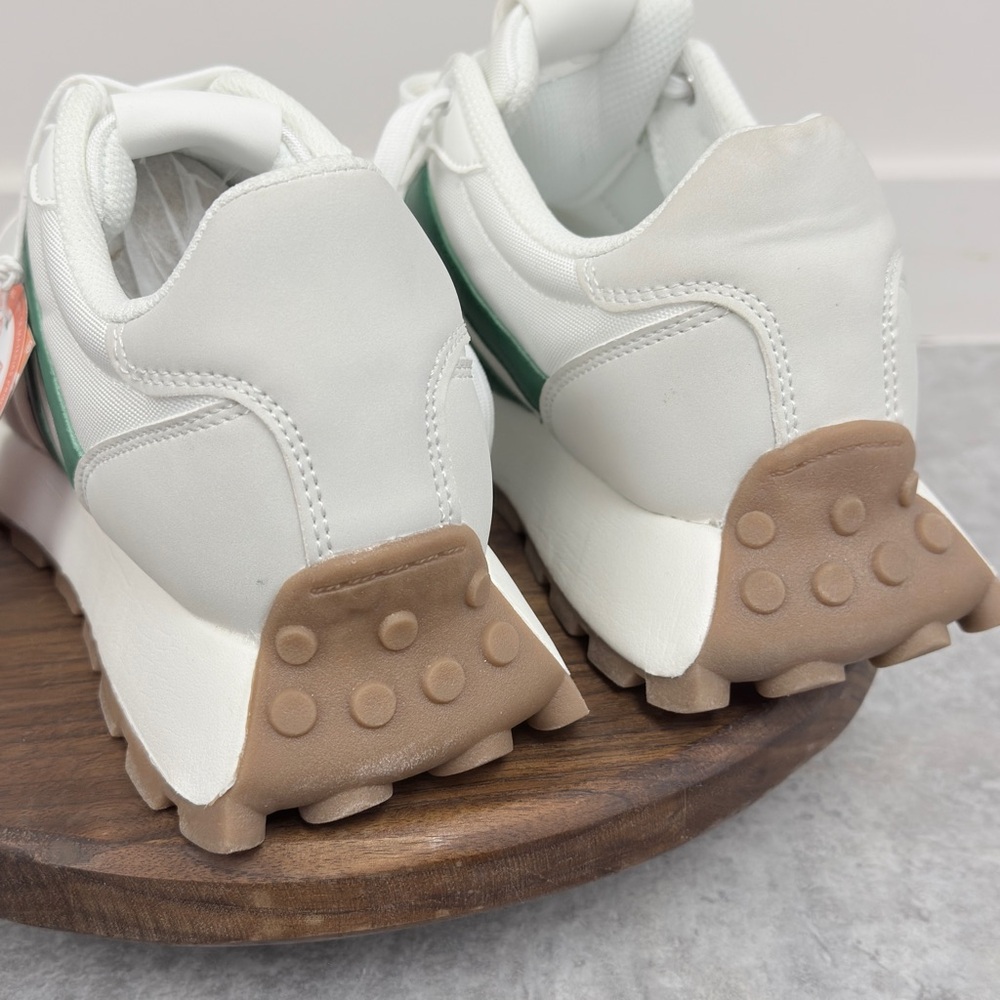 Lucky Step White Green Retro Sneakers Women’s Size‎ 9 Vegan Comfort Lace Up - Picture 11 of 15